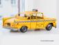 Mobile Preview: Handgefertigtes Modellfahrzeug Retro Taxi schwarz/gelb aus Metall (27 cm)